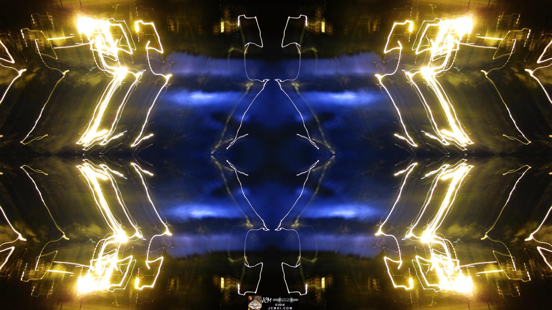 Nice abstract quadroscopic image made from a Lightning flash and street lights in Tennessee